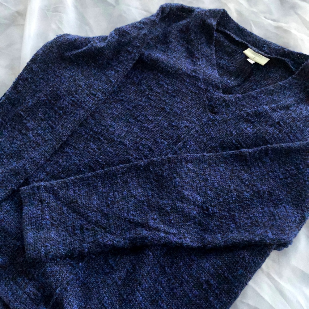 Blue & Black V-Neck Sweater • L • Kathleen Sommers